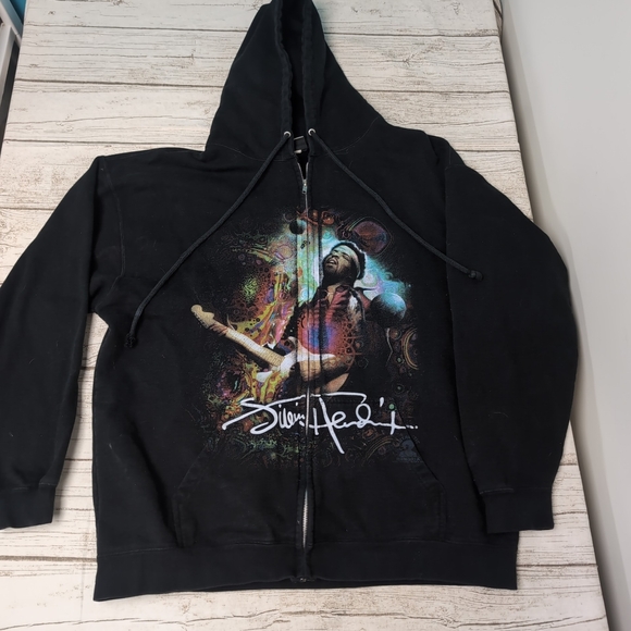 Liquid Blue Other - Liquid Blue Jimi Hendrix Angel Black Full Zip Hoodie